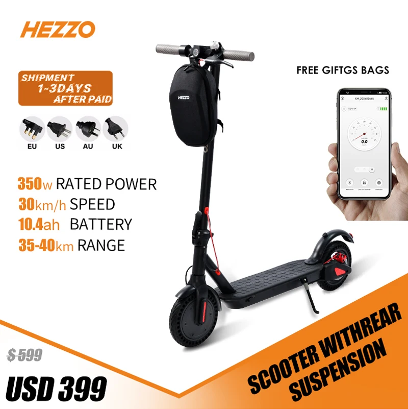 

HEZZO 8.5inch aluminum alloy electric scooter factory 36V 350w adult mobility 10.4ah electric folding Xiaomi M365 Pro2 escooter