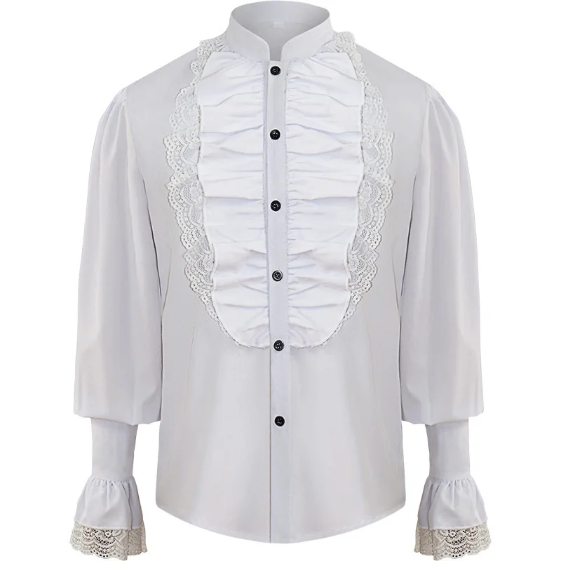 

Men's pleated pirate shirt Medieval Renaissance role-playing costume steampunk
