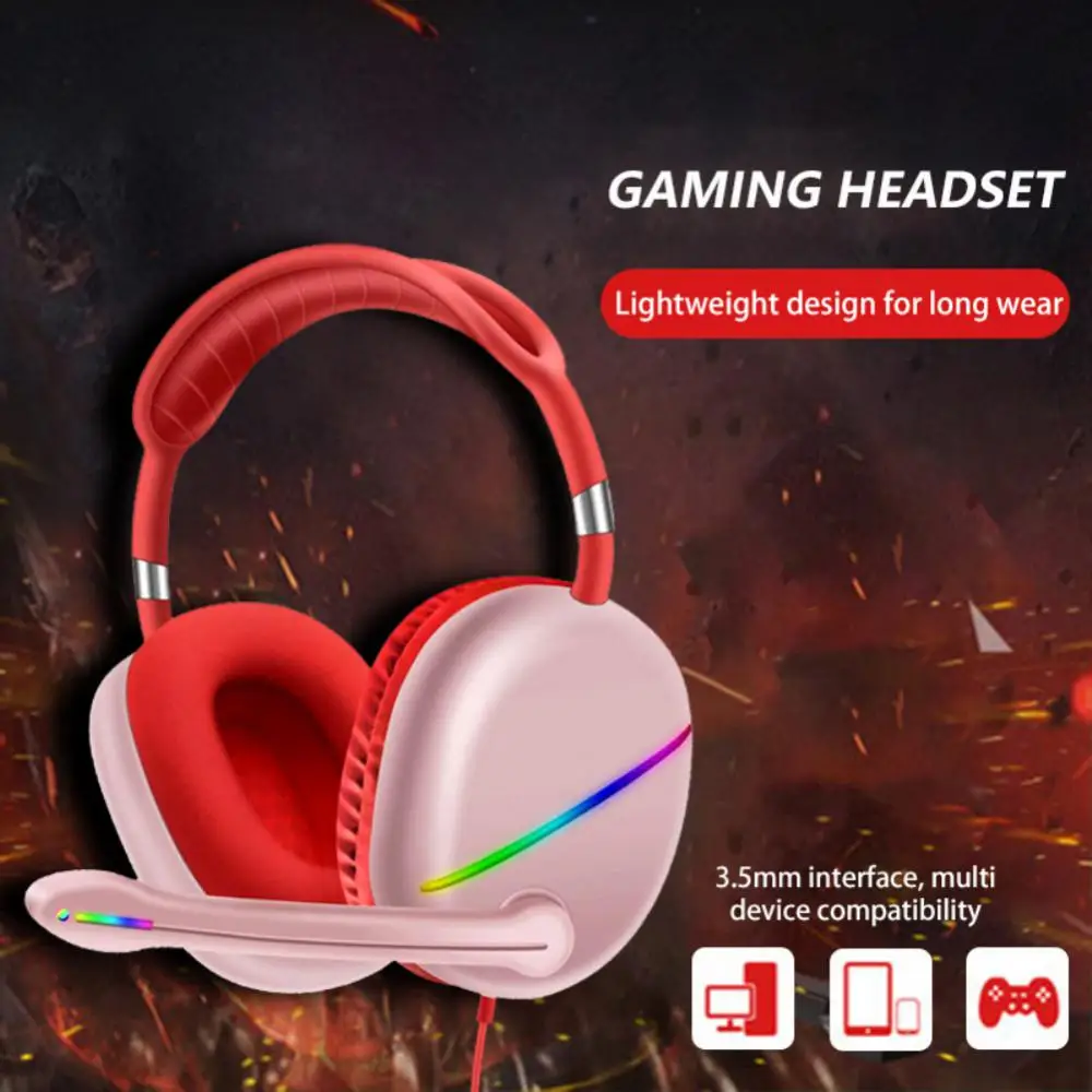 

Wire Luminous Gaming Headset Noise Cancelling Soft Earmuff Headphones With Microphone For Smartphones PC Play Station 4
