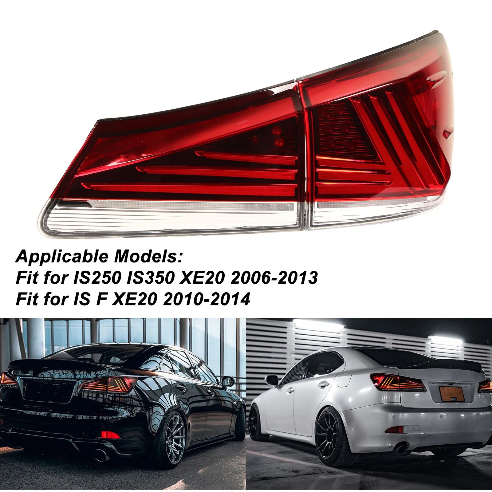 Фото Для Lexus IS250 IS350 XE20 2006-2013 Красная 1 пара левая и правая задняя лампа №2