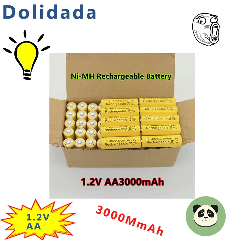 

100% original 1.2V 3000mAh NI MH AA Pre-charged Rechargeable Batteries NI-MH Rechargeable AA Battery for Toys Camera Microphone