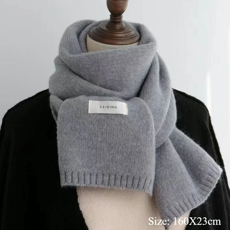 Вязаные шарфы женские осенние и зимние теплые корейские мужские однотонные шарф