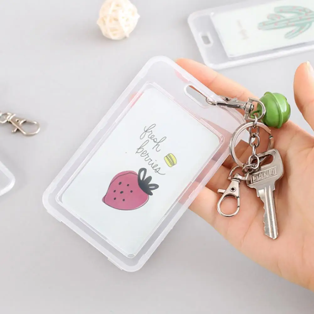 Transparent Waterproof Card Cover Business  Credit Card Holder ID Card Case For Men  Women Badge Protector Cover With Bell