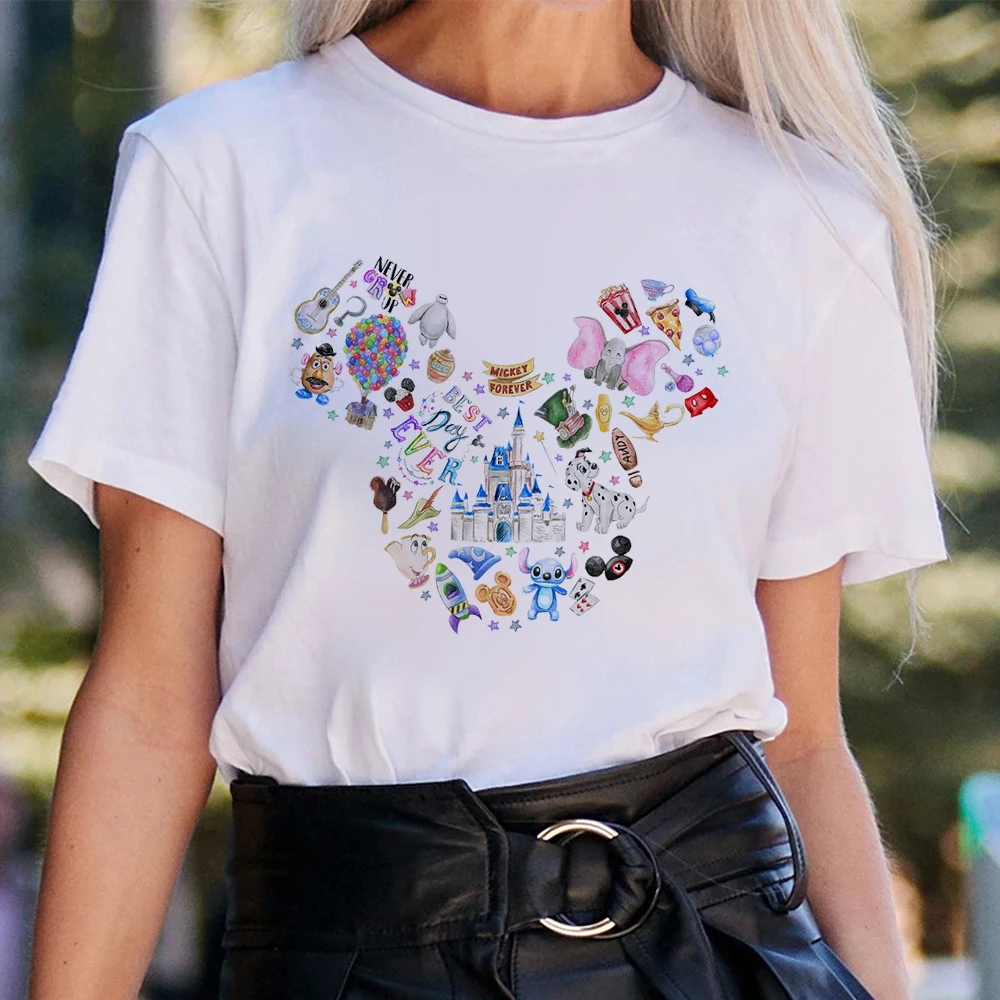 

Disneyland Mickey Mouse Head Print T-shirts Woman Summer 2022 Designer Clothes Aesthetic Fashion Disney T Shirt Women Tops Tee