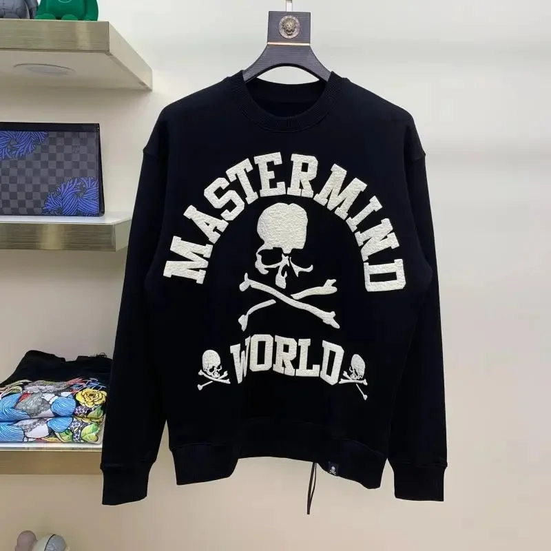 

Mastermind World 2024 Spring Autumn New Dark Wind MMW Skull Hair Foam Men'S And Women'S Pure Cotton Loose Pullover Hoodie