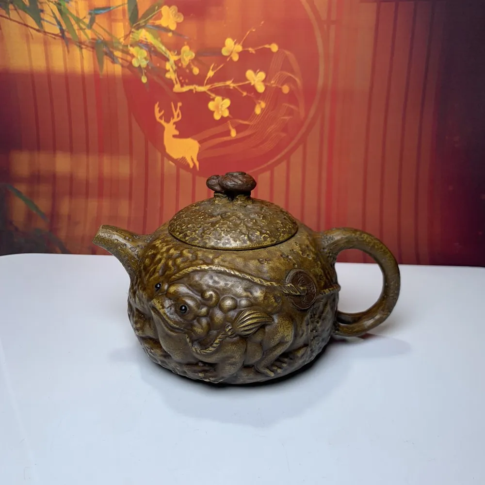

Китайский Глиняный Чайник Yixing Zisha, резная жаба, горшок для богатства Jiang Rong 300 мл