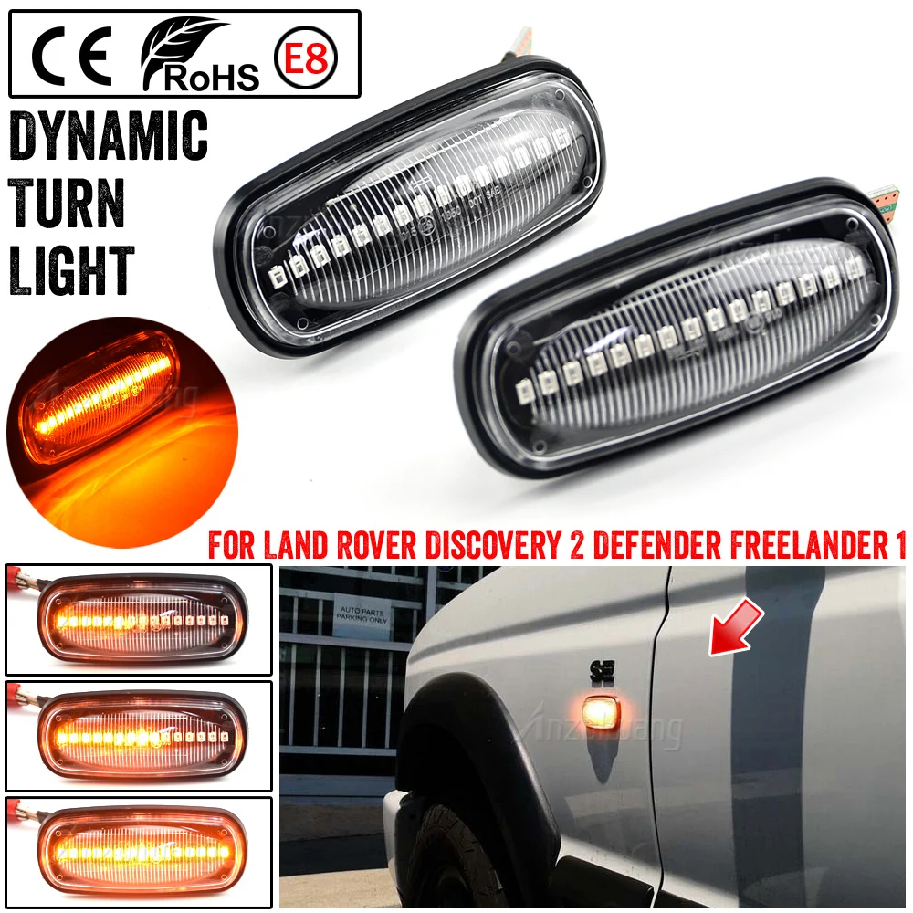 

Dynamic Sequential Indicator Blinker LED Side Marker Light For Land Rover Discovery 2 1999-2004 Defender Freelander 1 2002-2005