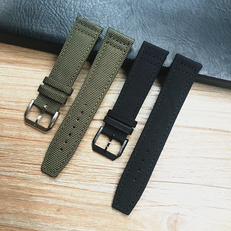 

MERJUST 20mm 21mm 22mm Green Black Nylon Genuine Leather Watch Strap Watchbands For IWC PORTUGIESER CHRONOGRA Mark Bracelet Belt