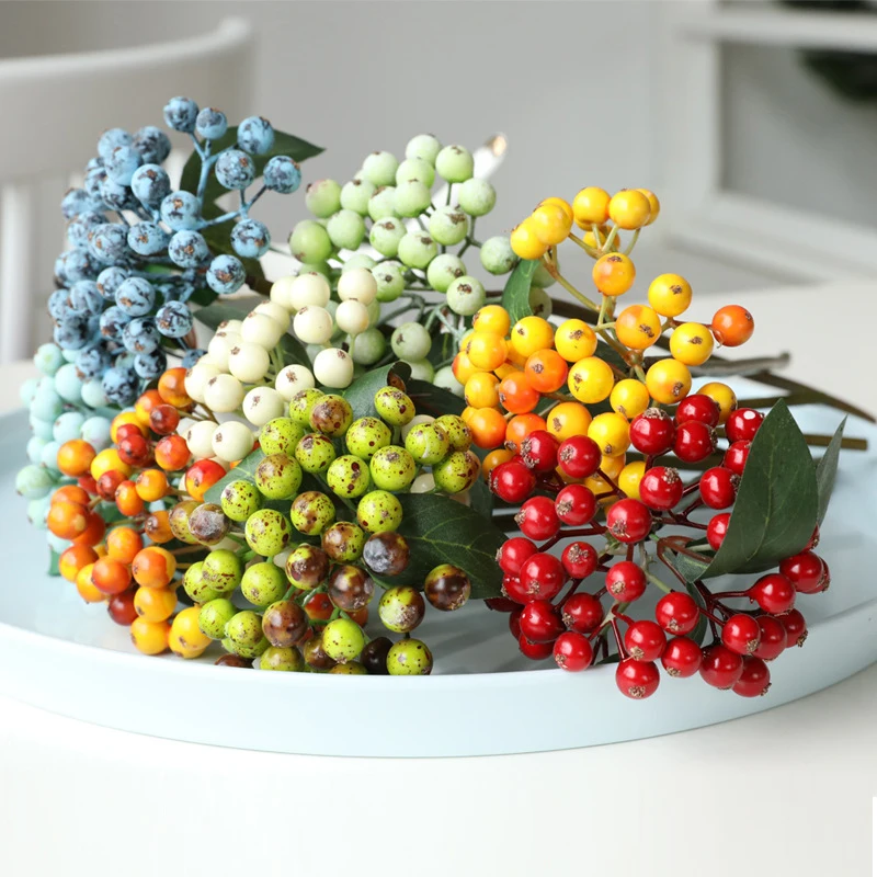 

Mini Artificial Berries Flower Christmas Fruit Fake Berry And Small Foam Flowers Decoration Wedding Home Table Plant Arrangment