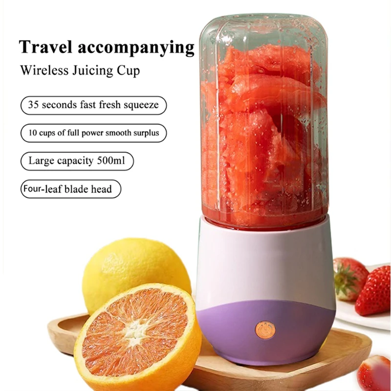 

500ML Portable Fruit Juicer Blender Electric Fruit Juicer Smoothie Blender Machine -Purple