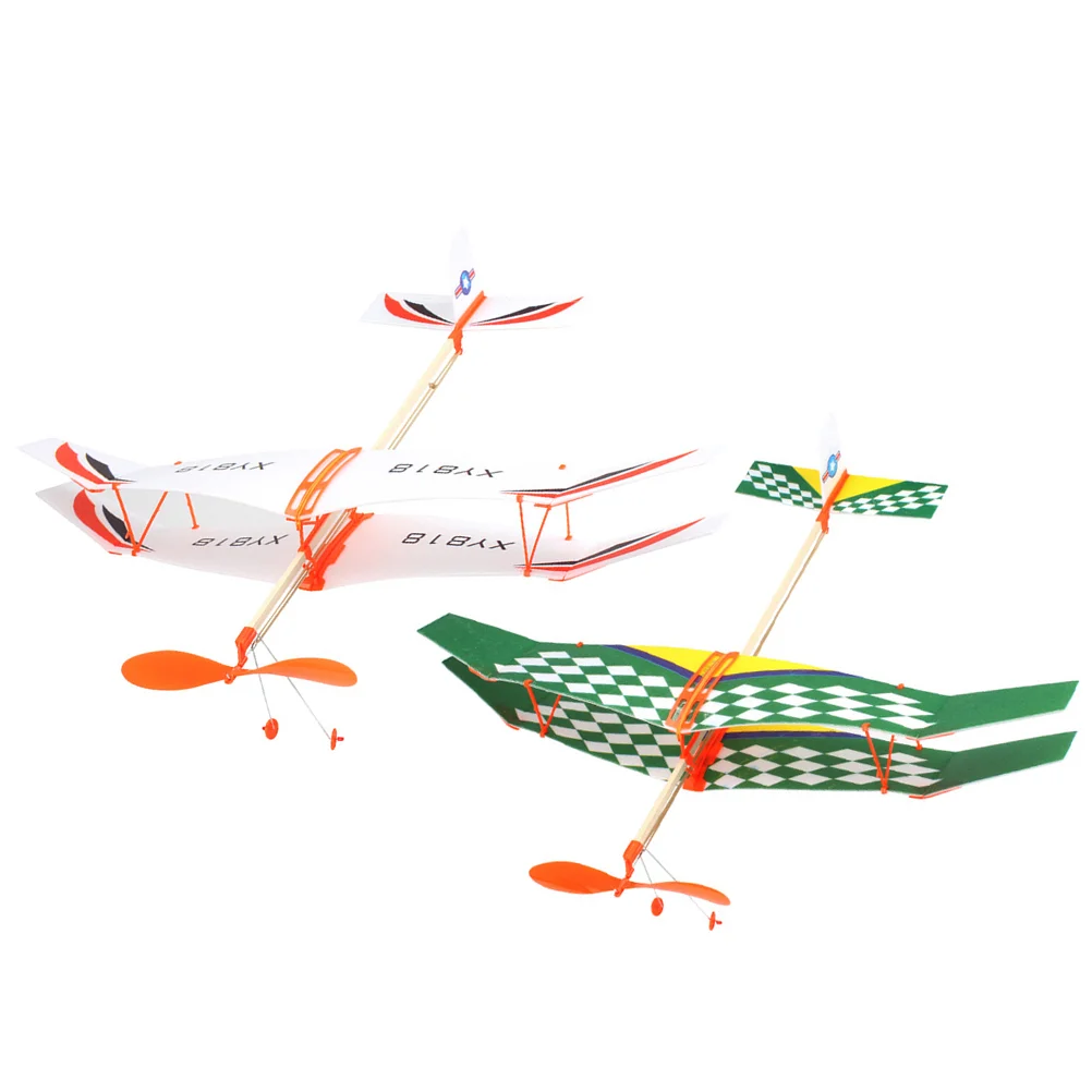 

2pcs Outdoor Play Toys For Kids Glider Airplane Throwing Airplane Rubber Band Powered Aircraft Model Outdoor Sports Flying For