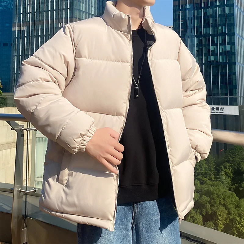 

Men Harajuku Solid Warm Puffer Jacket 2023 Parka Mens Japanese Streetwear Winter Jacket Male Korean Fashion Bubble Coat Women