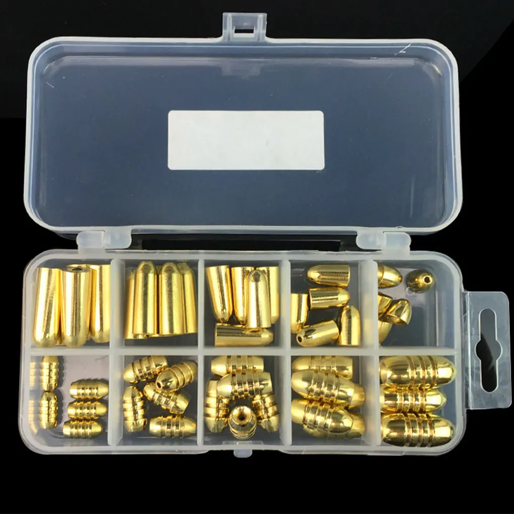 

1Set Bullet Copper Metal Fishing Sinkers Weights Lead Sinker Casting Dorp Tackle Box Accessories Fittings Parts Tools