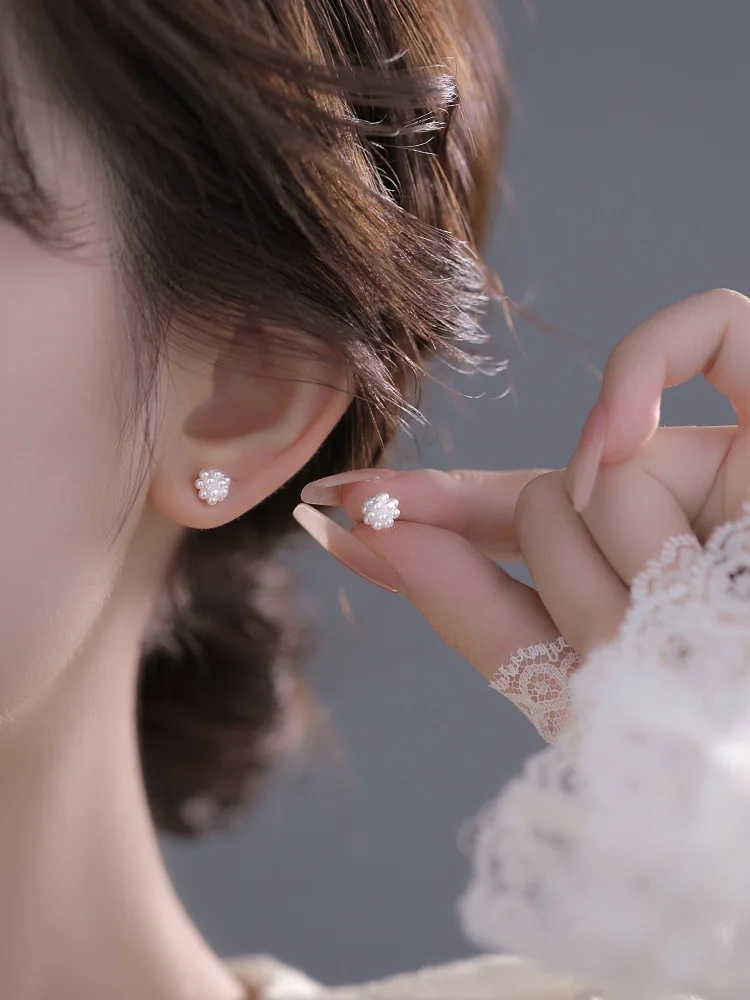 Jxrx999 Серьги-гвоздики из стерлингового серебра с французским жемчугом женские