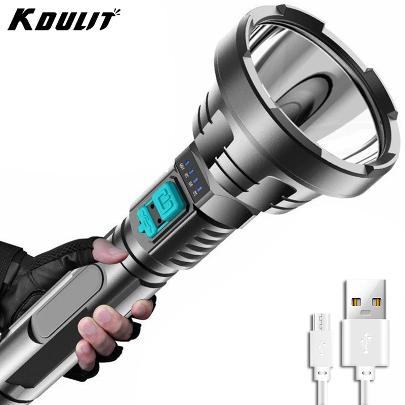 

500000 Lumens LED Flashlight USB Rechargeable Built-in Battery Waterproof Outdoor Lantern Super Lighting Dreamcast Portable