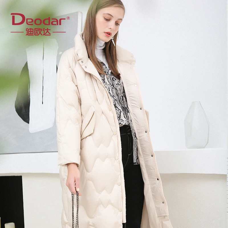 DEODAR New Women's Long Knee-length White Duck Down Jacket Winter Fashion Casual Warm Single-breasted Parkas Snow Outwear