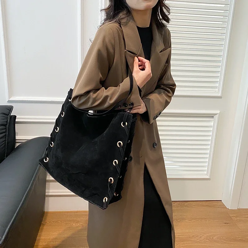 Дизайнерская сумка-тоут роскошная брендовая Замшевая сумка на плечо коричневые