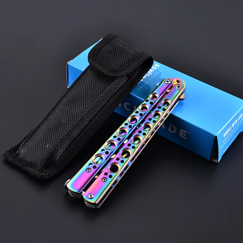 Foldable Butterfly Knife Stainless Steel Portable CSGO Balisong Trainer Pocket Practice Knife Training Tool For Outdoor Games