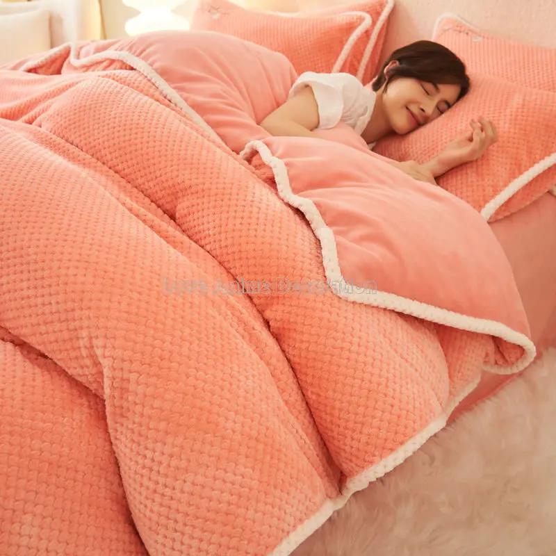 

1PC Winter Velvet Duvet Cover Set Solid Color Thick Coral Bedding Set AB Side Quilt Cover Warm Duvet Bedding Cover