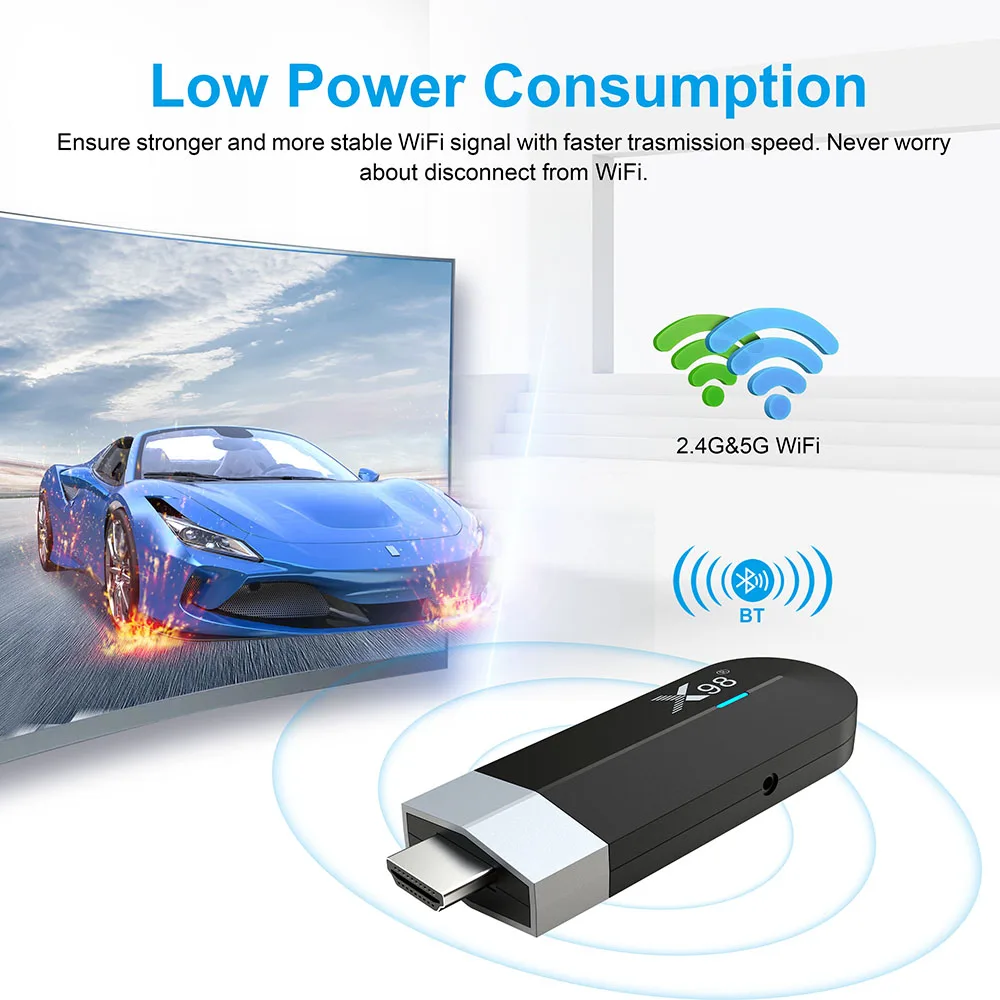 X98 S500 Android 11 Smart TV Stick Amlogic S905Y4 Четырехъядерный 4G 32G 4K H.265 HEVC 2 4G/5G Wifi медиаплеер