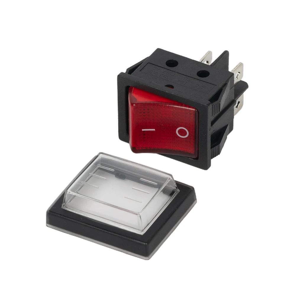 

New Practical Rocker Switch Double Card Machine Waterproof Cap RED Replacement Universal 16A 250VAC / 20A 125VAC