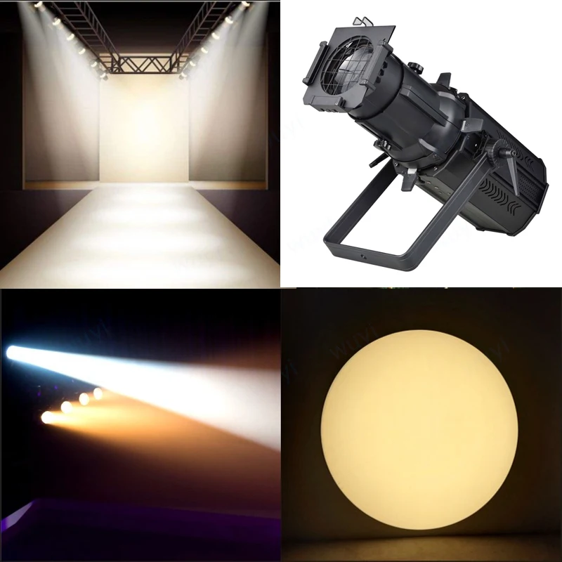 

200W Fresnel Profile Spotlight COB LED Ellipsoidal Logo Gobo Focus Light have 19 26 36 Degree Option for Theatre Stage Studio