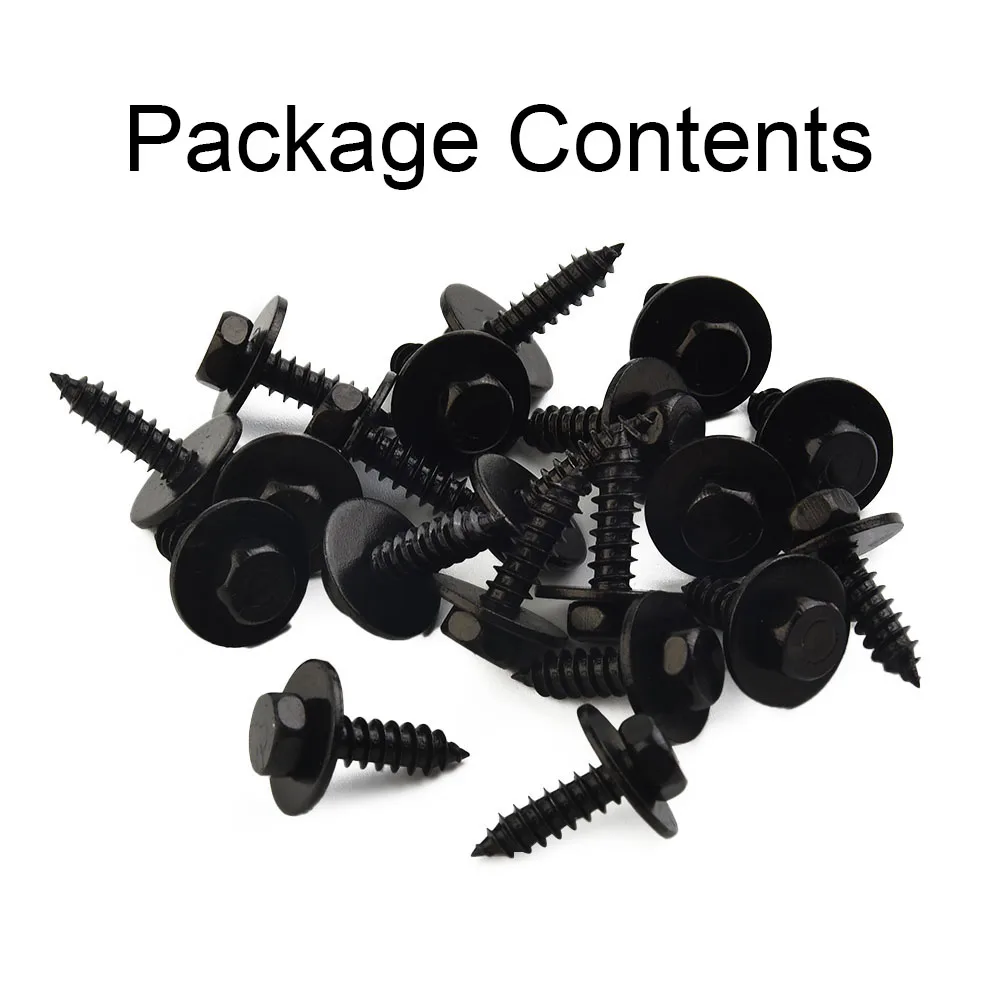 

20pcs Screw Universal Car Auto Self-Tapping Screws Hex Washer Head 4.8x19mm Black Unique High Quality Car Truck Accessories