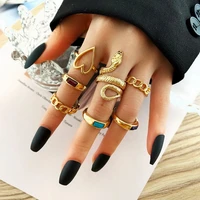 retro alloy snake heart ring set simple style gothic chains ring jewelry suit new 2022 fashion trend women jewelry accessories