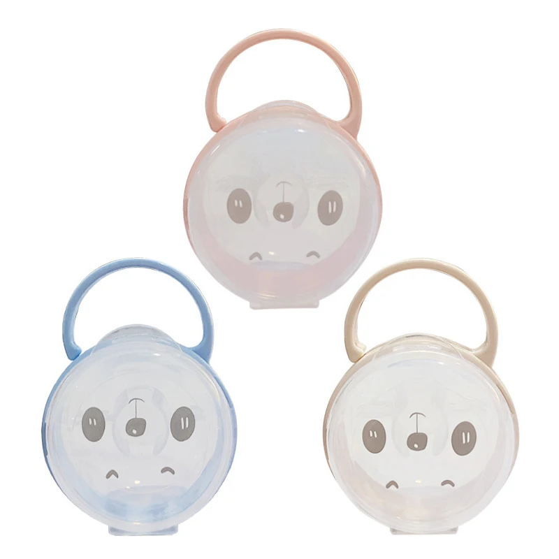 

Baby Pacifier Transparent Dustproof Box With Handheld Function Cartoon Pacifier PP Panda Storage Box