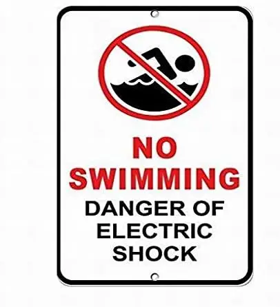 No Swmmng Dnger of Electrc Shock Style 2 Гц Sgn 8X12 Tn Wrnng Prkng Crossng