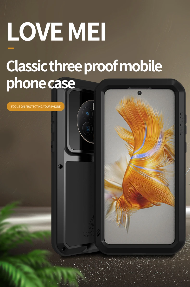 

LOVE MEI Powerful Case For Huawei Mate 50 Shock-proof Metal Armor Shock Dirt Proof Water Cases For Huawei Mate 50 Pro