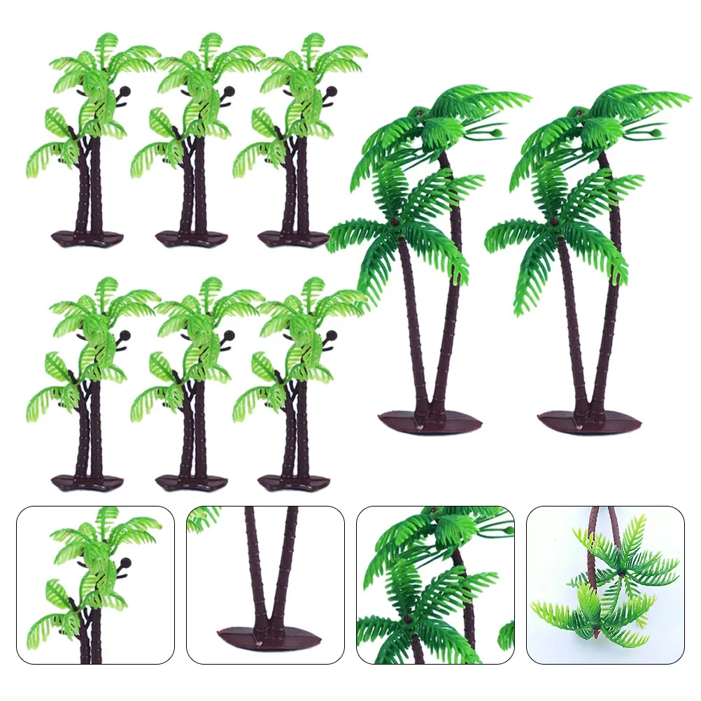 8 PCS Miniatures Hawaiian Party Supplies Artificial Palm Tree Decor Tree Cake Decorations Cake Topper Mini Coconut Tree