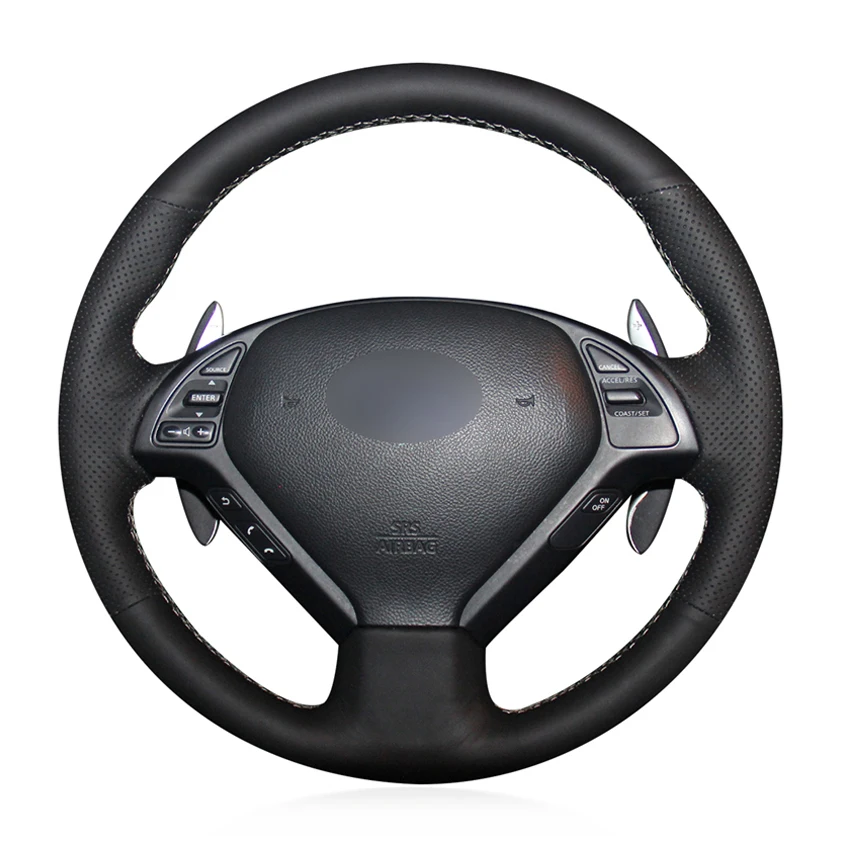 

Black Artificial Leather Handsewing No-slip Car Steering Wheel Cover for Infiniti G G25 G35 G37 EX EX35 EX37 Q Q40 Q60 QX50 (US)