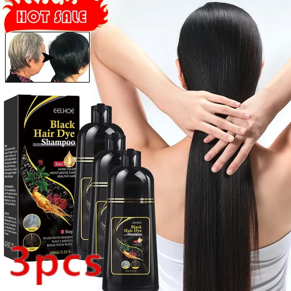 Shampoo For Gary Hair Dark Brown Black- For Women & Men 3 In