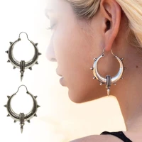 u2jf small hoop earrings for men women with sharp cone dangle charm hip hop rock gothic style earrings for teen boys girls