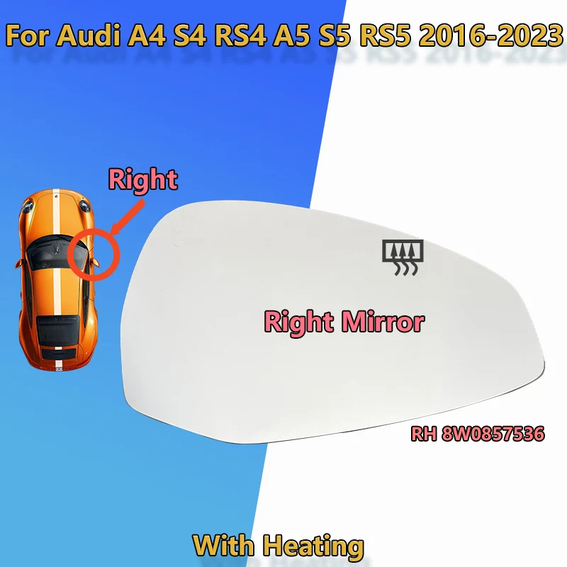

Для Audi A4 S4 RS4 B9 A5 S5 RS5 2016-2023 левое и правое стекло зеркала заднего вида с подогревом/широкий угол обзора изогнутое зеркало/автозапчасти
