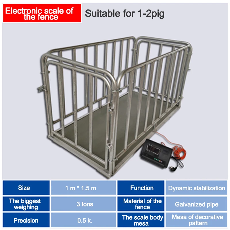 

1 X 1.5 M 3 Tons Industrial Digital Scale High Precision Electronic Weighbridge With Fence For Livestock Weighing Anti Shake