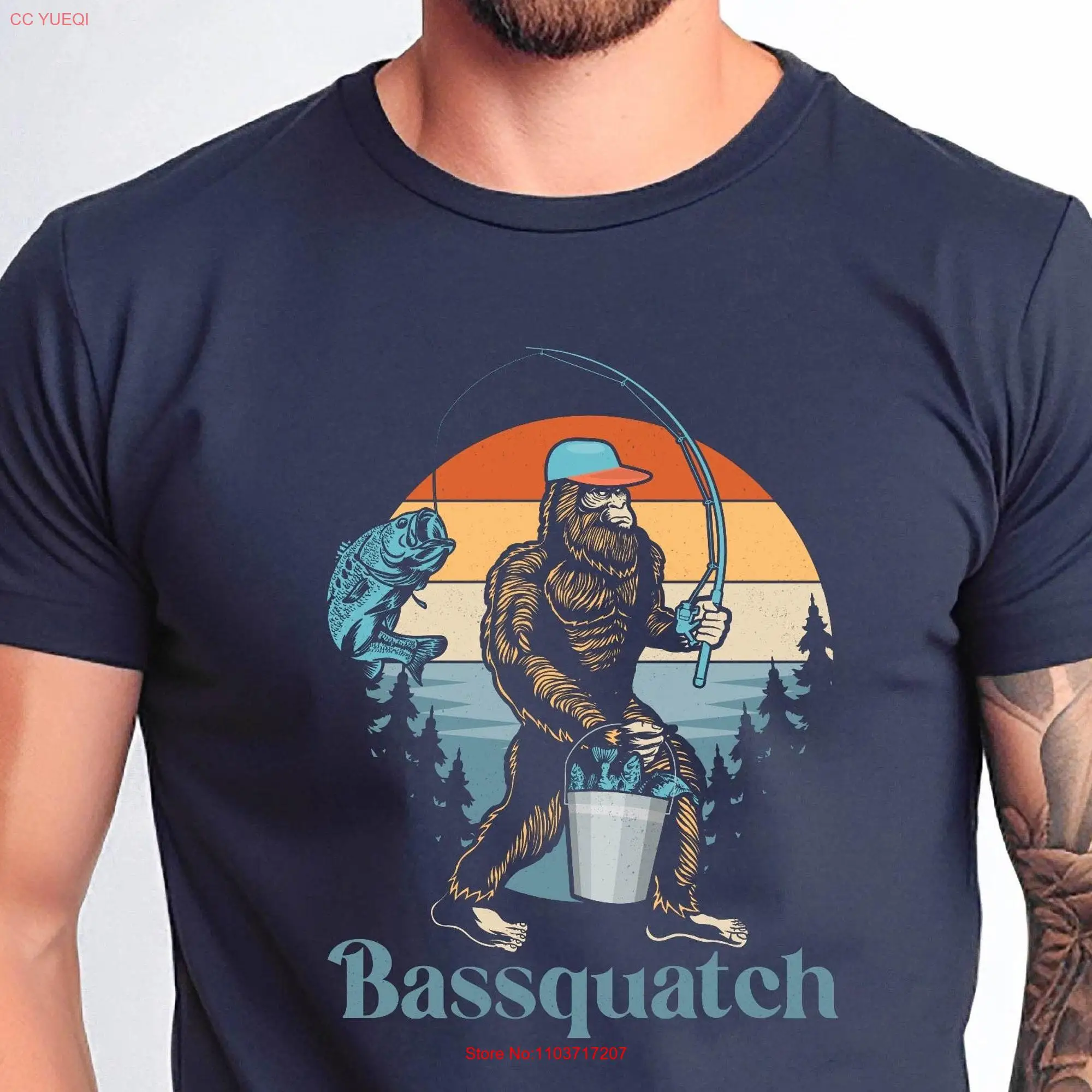 Удобная цветная футболка Bassquatch Bigfoot для рыбалки с длинными или короткими