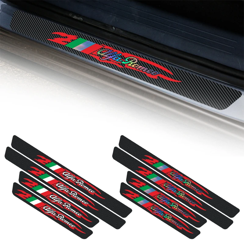 

Car Front Rear Door Threshold Stickers for Alfa Romeo Giulia Brera 155 156 159 GT Mito Giulietta 147 Stelvio Tonale Decoration