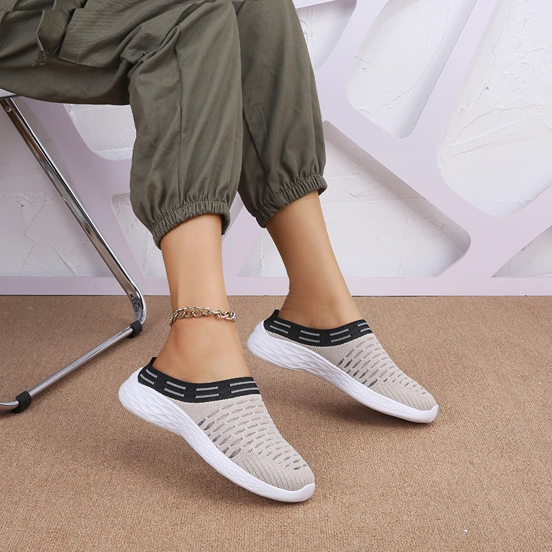 New Breathable Fashion Shoes Unisex Half Dragged Casual Shoes Comfortable Soft Sneakers Women zapatos de mujer tendencia 2022