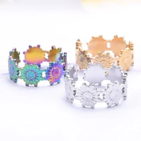 5pcs idyllic flowers jewelry goldensilver color stainless steel charm adjustable knuckle finger rings for jewelry party gifts