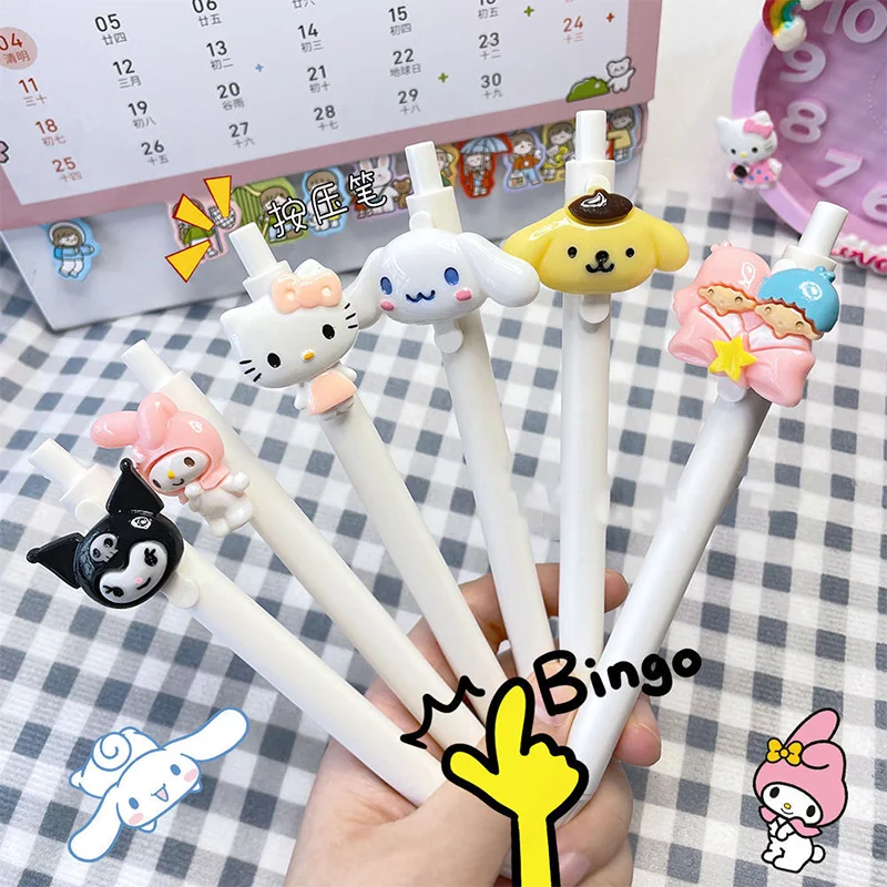 

Kawaii Sanrioed Anime Cinnamoroll Mymelody Cute Cartoon Doll Press Gel Pen Kuromi Kt Cat Joint Limited Pen 0.5Mm Girl Heart Gift