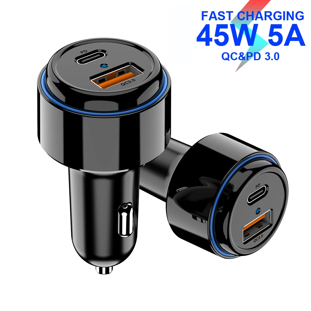 

2 Ports USB Car Charger Quick Charge QC3.0 45W Fast Car Cigarette Lighter 12V 24V Auto Power Adapter For Huawei Xiaomi iphone