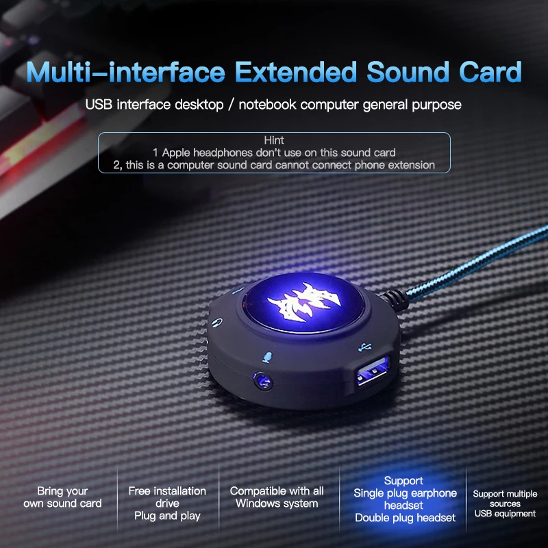 

External Headset Usb Sound Card Sound Card Notebook Hub External Converter For Desktop Drive-free