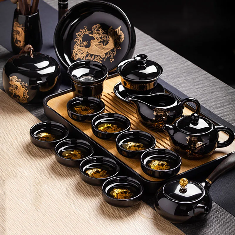 

Coffee Semi Automatic Tea Cup Set Infuser Portable Ceramic Tea Cup Set Coffee Gift Teiera Giapponese Tea Set Chinese Tray