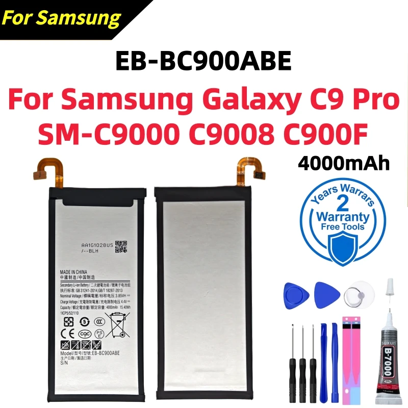 Фото Литиевая батарея EB-BC900ABE 4000 мАч для Samsung Galaxy C9 Pro SM-C9000 C9008 C900F C900Y, замена аккумулятора телефона + инструменты №1
