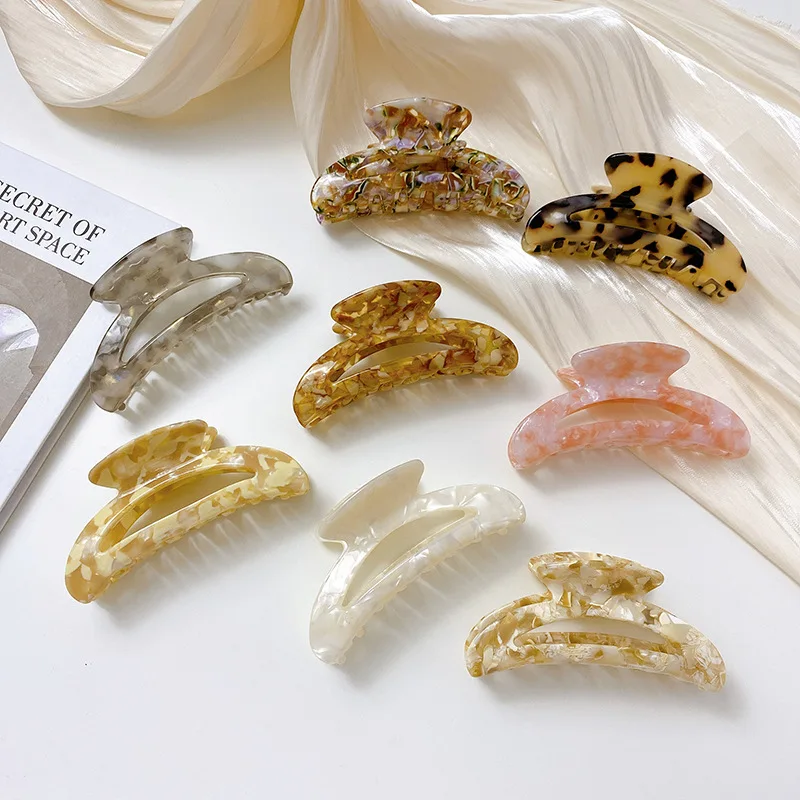 

DOWELL Korean semicircle moon-shaped hair accessories acetate large hollowed-out hair claw clips