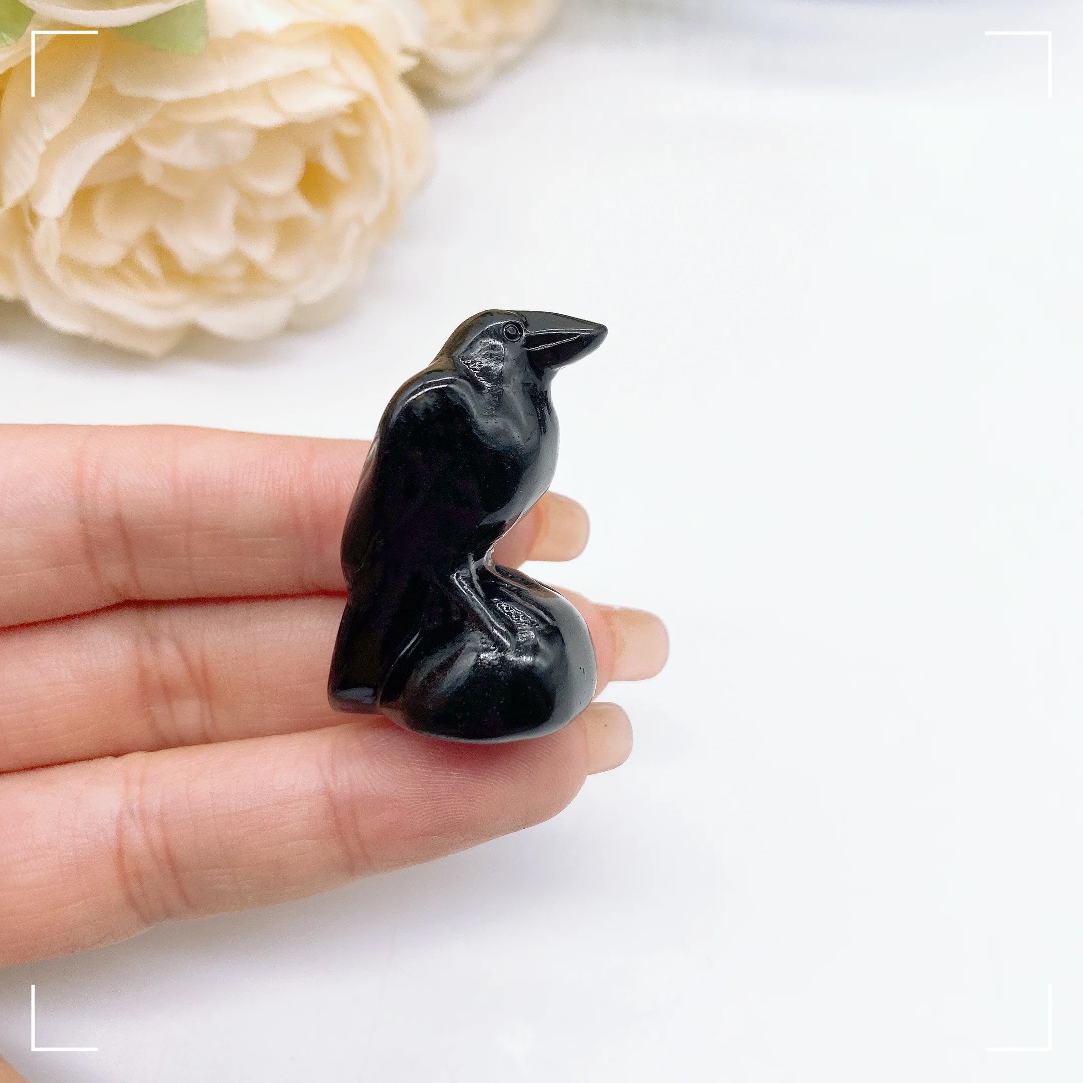 Статуя ворона из натурального черного обсидиана скульптура орнамент