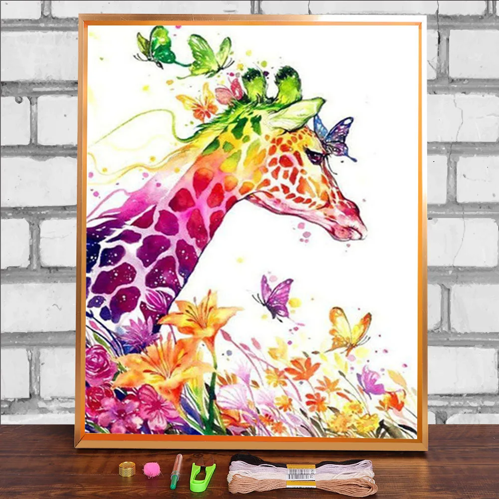 

Ткань с изображением жирафа, 11CT, вышивка крестиком «сделай сам», полный набор DMC ниток, вязание, ручная работа, нить