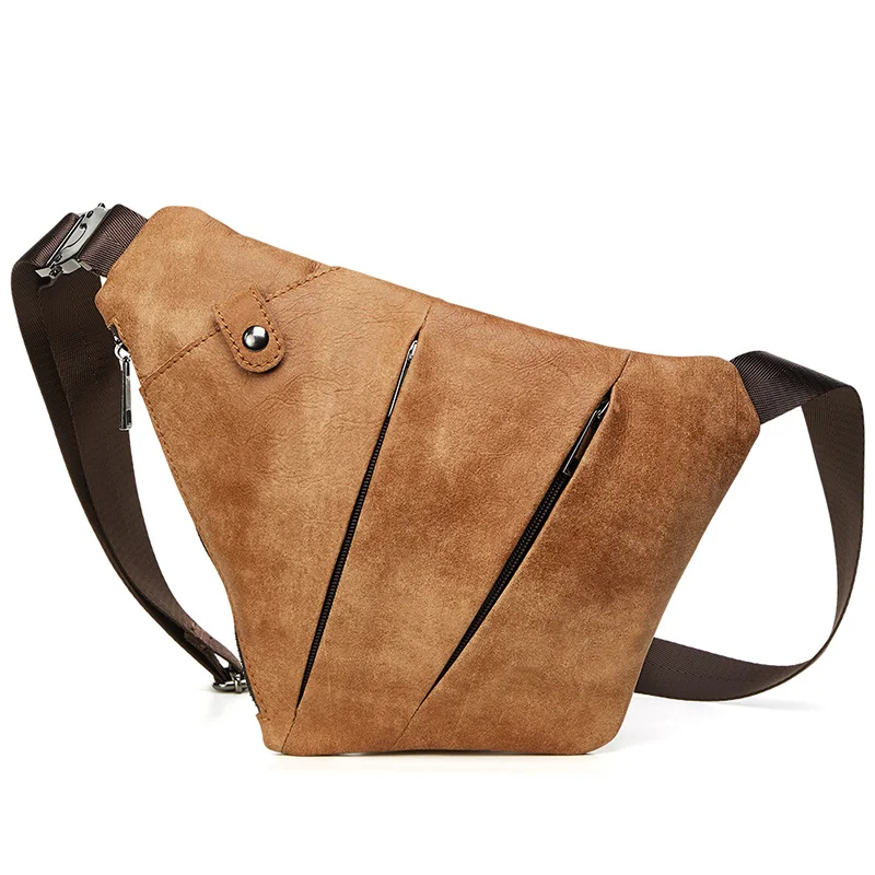 

Genuine Leather Crossbody Bag Sling Chest Bag For Men Travel Shoulder Bag Men Small Messenger Bag Chest Pack Phone Blosas